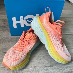 Hoka Women's Peach and Yellow Athletic Shoes